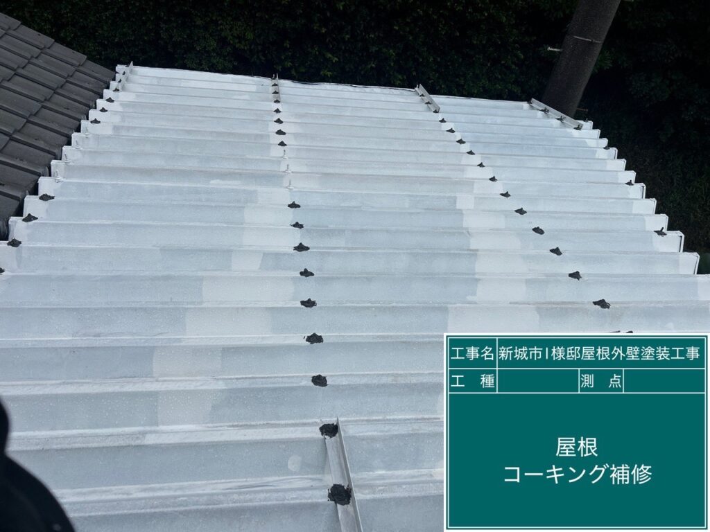 屋根コーキング補修（ボルト頭にコーキングを新設します）