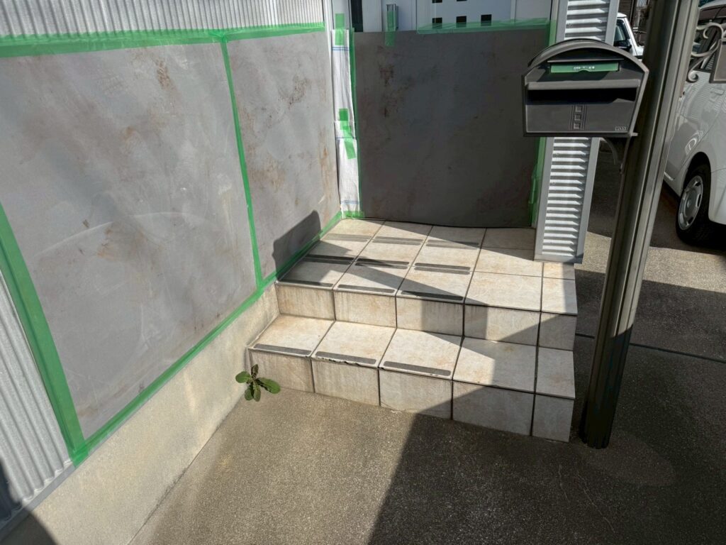 玄関周り養生設置